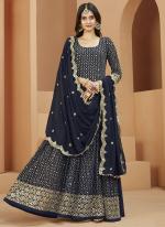 Faux Georgette Blue Festival Wear Weaving Anarkali Suit